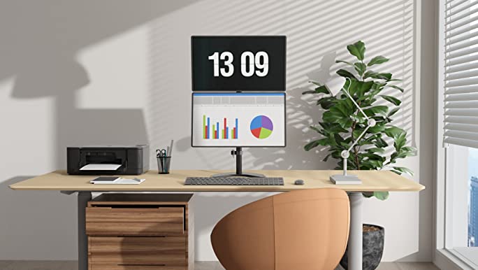 Ergotech Dual Monitor Vertical Desk Stand-100-D28-B11