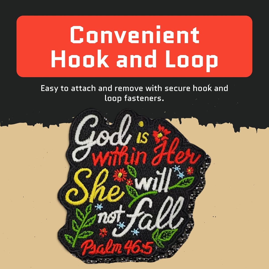 Jestik God is Within Her She Will Not Fall Embroidery Patch - Glow in The Dark - EMB-GID Will Not Fall