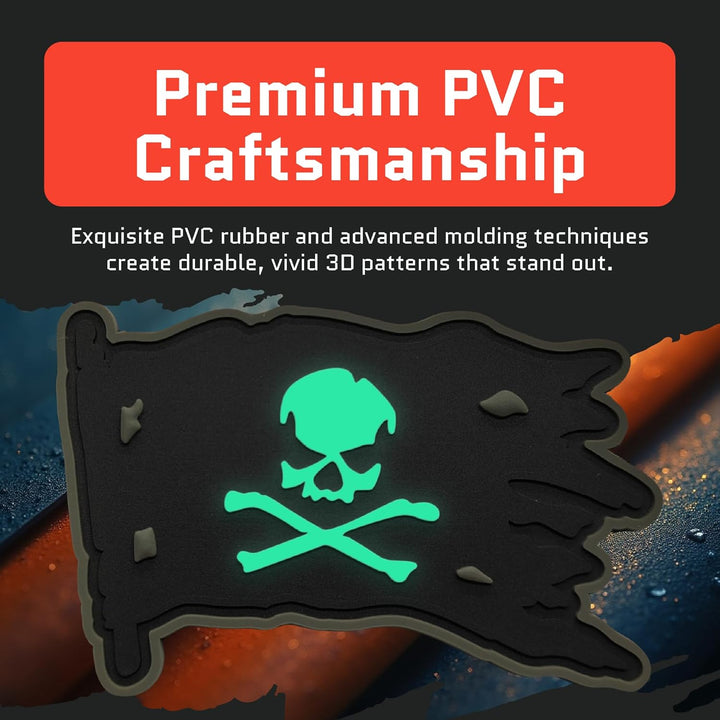 Jestik Jolly Roger Pirate Flag PVC Patch - GID Jolly Roger