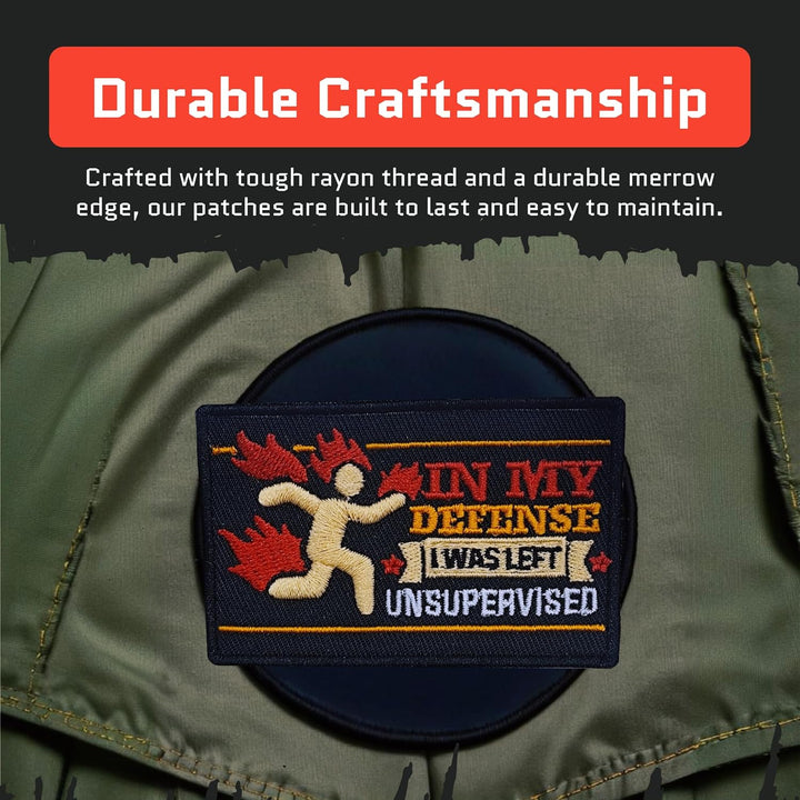 Jestik In My Defense I was Left Unsupervised Embroidery Patch - EMB Unsupervised
