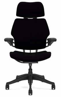 Humanscale Chair with Headrest Standard Duron Arms / Vellum Black / Standard Foam Seat Pan Humanscale Standard Freedom Headrest