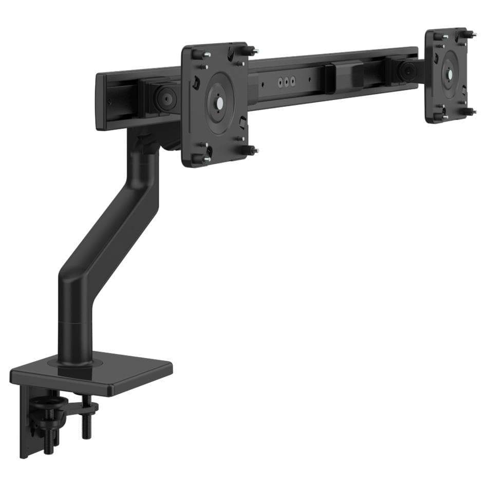 Humanscale Monitor Arm B - Black with Black Trim / Two-Piece Clamp Mount with Base / 2 - Crossbar for 2 monitors Humanscale M8.1 Heavy Duty Single or Dual Monitor Arm