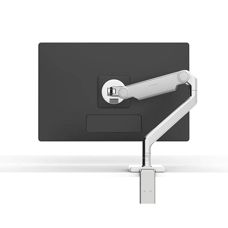 Humanscale Monitor Arm S - Silver with Gray Trim / CM - Two-Piece Clamp Mount with Base Humanscale M2.1 Single Monitor Arm