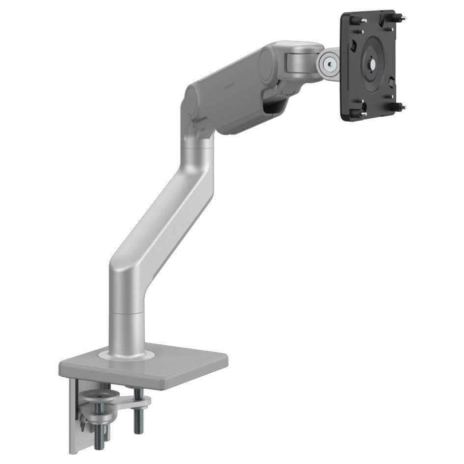 Humanscale Monitor Arm S - Silver with Gray Trim / Two-Piece Clamp Mount with Base / T - Standard Monitor Tilt Humanscale M8.1 Heavy Duty Single or Dual Monitor Arm