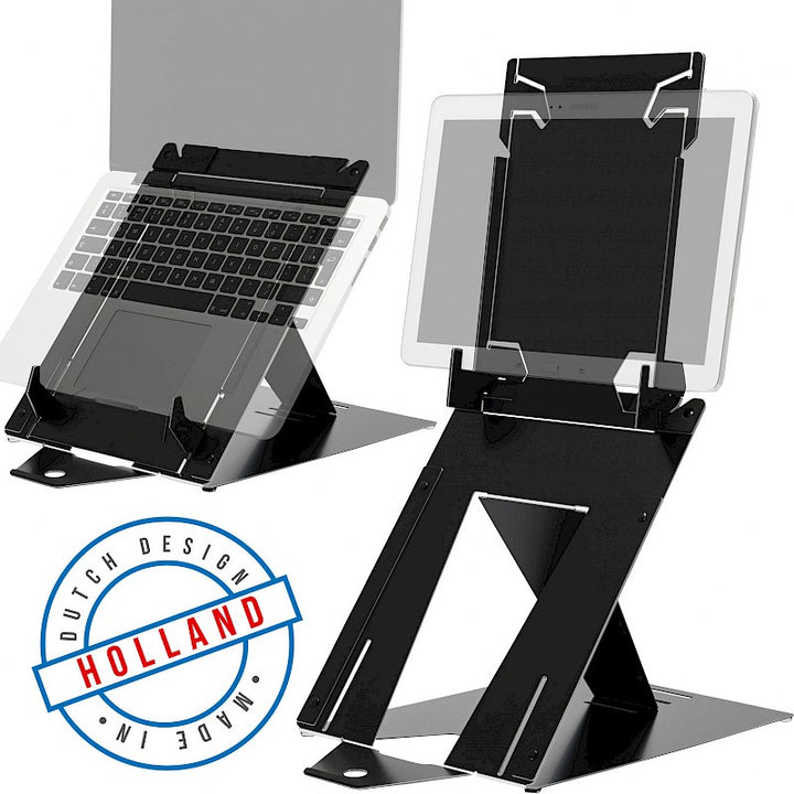 R-Go Riser Duo, Tablet and Laptop Stand, adjustable, black
