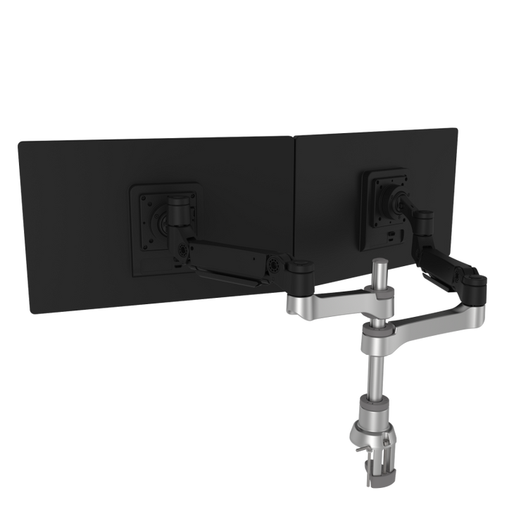 R-Go Caparo D2 Circular Dual Monitor Arm Desk Mount, Gas Lift, 3-9kg, Black-Silver, Low Carbon Footprint