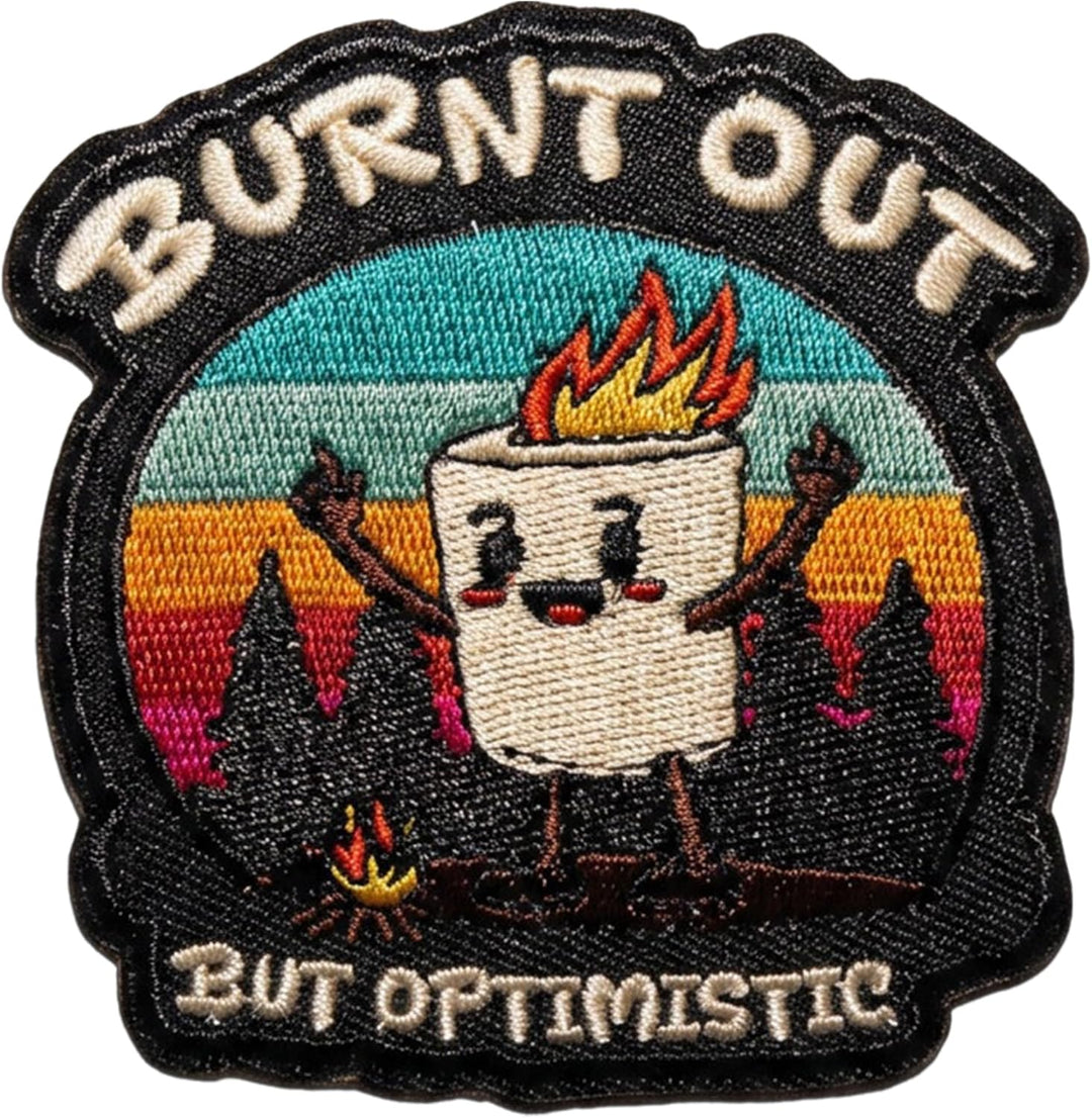 Jestik Burnt Out But Optimistic Embroidery Iron On Patch - ION-Burnt Out