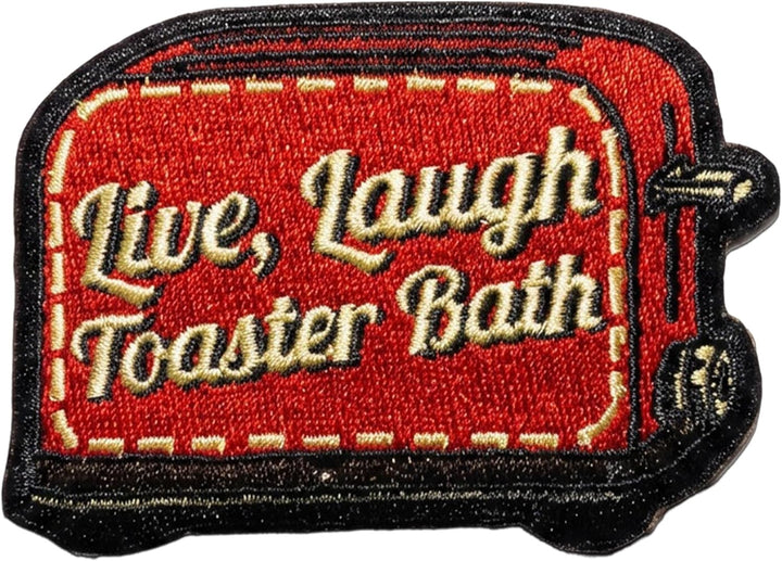 Jestik Live Laugh Toaster Bath Embroidery Iron On Patch - ION-Live Laugh Toaster Bath