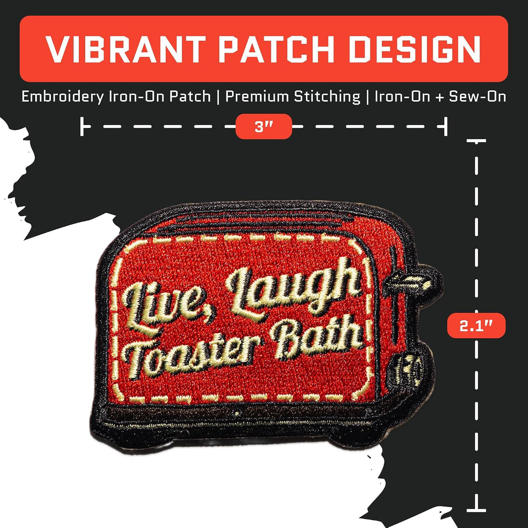 Jestik Live Laugh Toaster Bath Embroidery Iron On Patch - ION-Live Laugh Toaster Bath