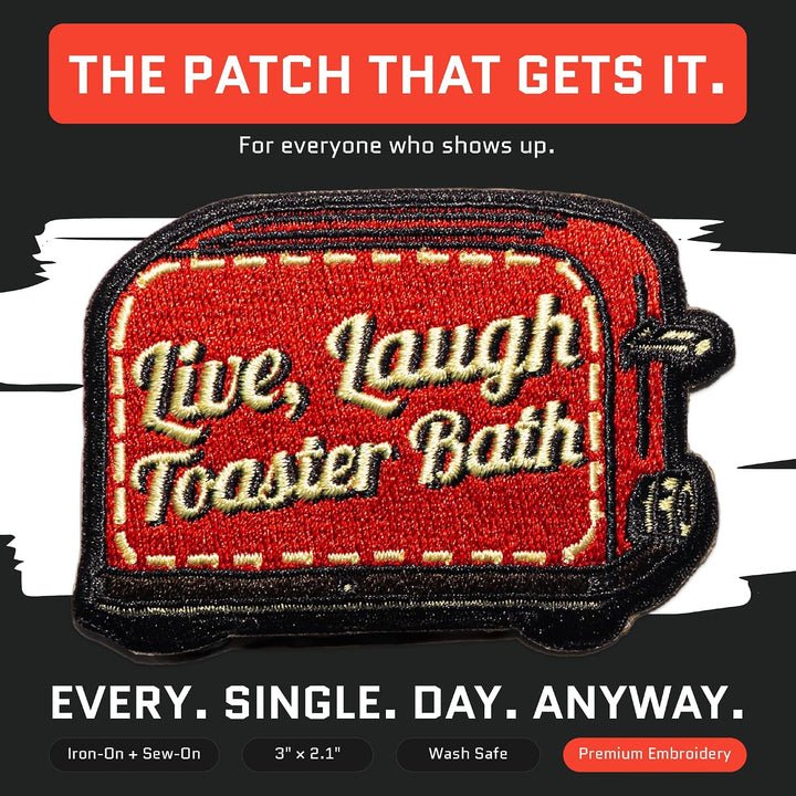 Jestik Live Laugh Toaster Bath Embroidery Iron On Patch - ION-Live Laugh Toaster Bath