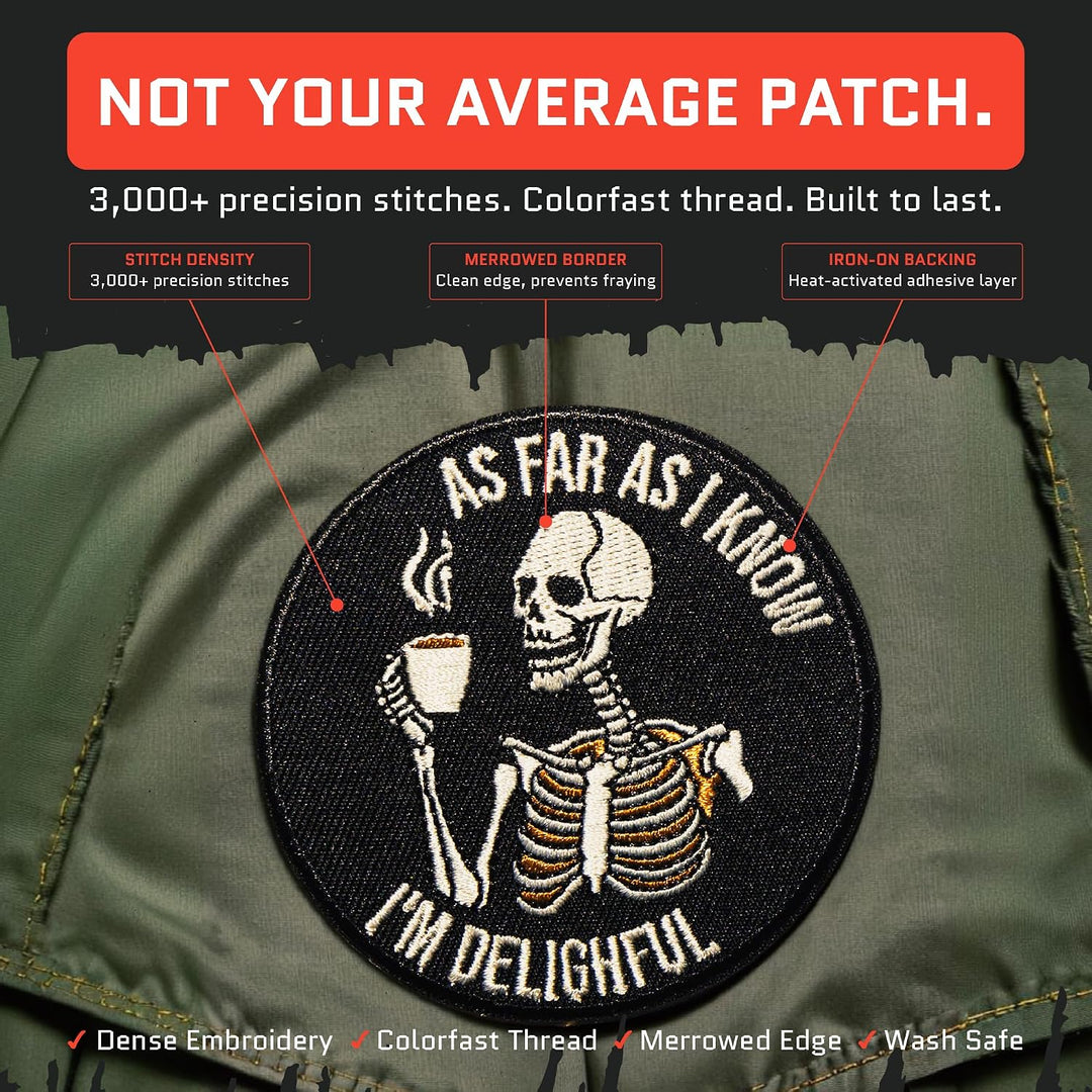 Jestik As Far As I Know I'm Delighful Embroidery Iron On Patch - ION-I'm Delightful
