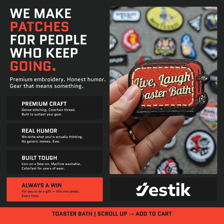 Jestik Live Laugh Toaster Bath Embroidery Iron On Patch - ION-Live Laugh Toaster Bath