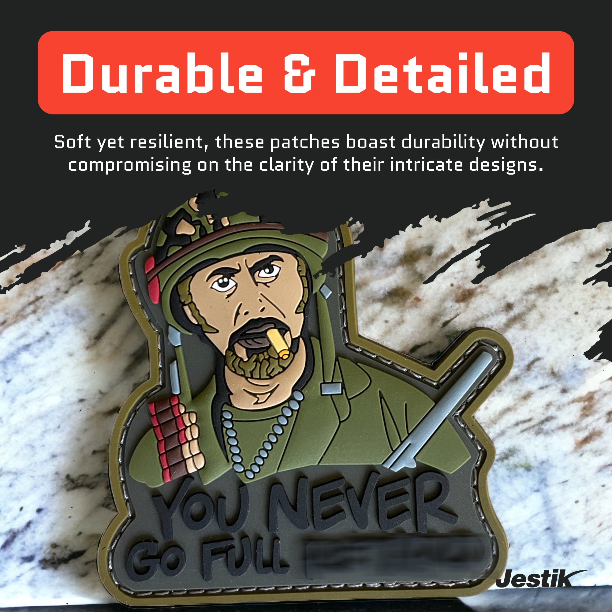 Never go Full Retard reative Humor Military Tactical Morale Patch - Funny Tactical Patches, PVC Rubber Hook & Loop Fastener, Patches for Backpacks, Military Uniforms, Jeans, Jackets, Vests, Hats & More