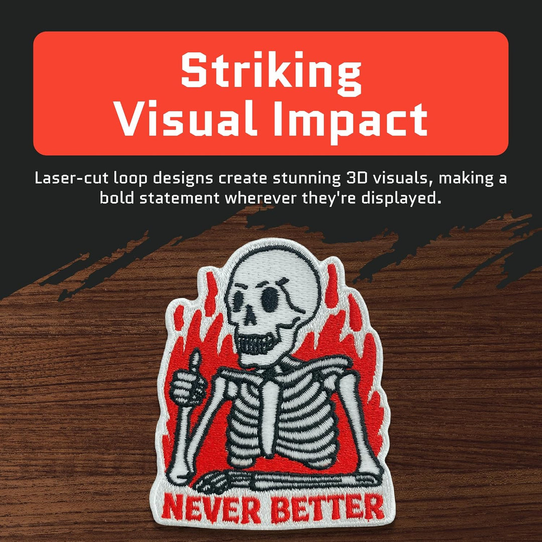 Jestik Never Better Skeleton Glow in The Dark Funny Embroidered Patch - EMB-GID Never Better