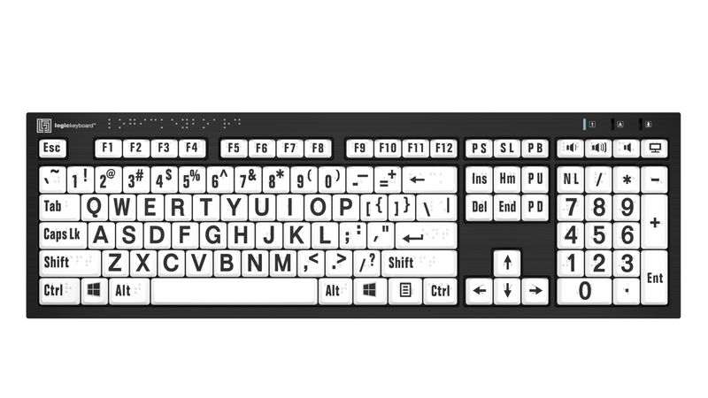 LogicKeyboard Braille + Large Print PC Keyboard — Nero Slim Line for Blind & Low Vision Users