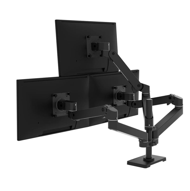 Ergotron LX Pro Desk Mount Triple Monitor Arm Bundle (black)