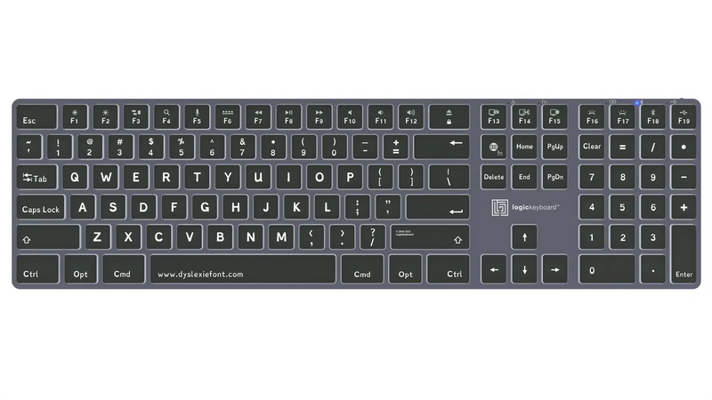 Logickeyboard TITAN Dyslexie® Wireless Backlit Keyboard for Mac | Bluetooth 5.1 & USB-C | LKB-DYSLEX-TM-US