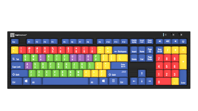 LogicKeyboard Kids Learning Keyboard for PC — Color-Coded Keys for Educational Typing