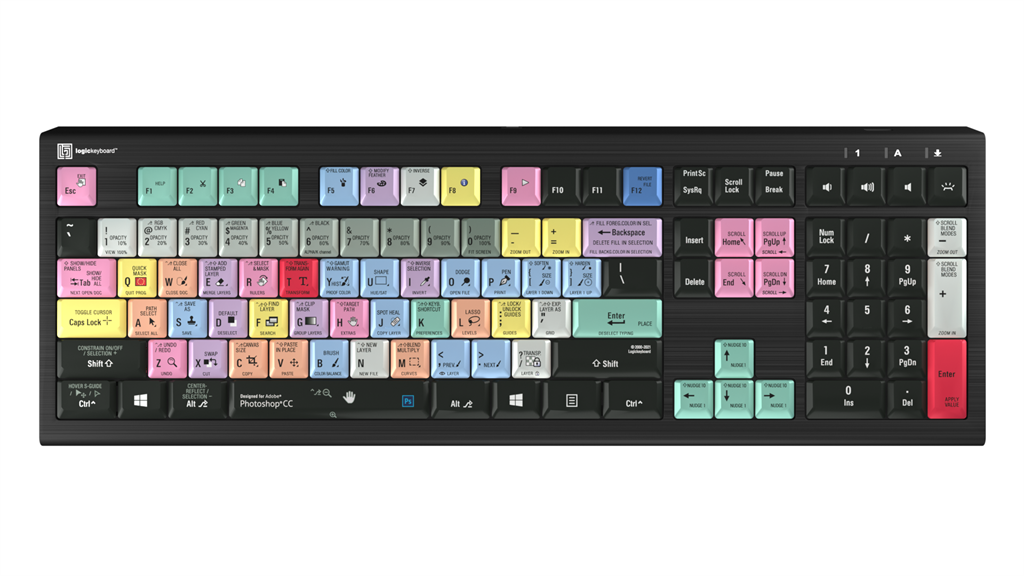 LogicKeyboard Adobe Photoshop CC Keyboard for PC — ASTRA 2 Backlit Shortcut Keys