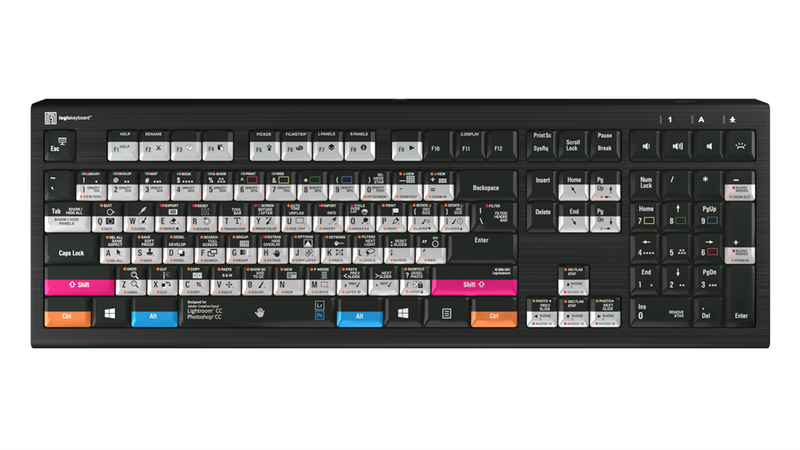 LogicKeyboard Adobe Photographer Keyboard for PC — Photoshop + Lightroom ASTRA 2