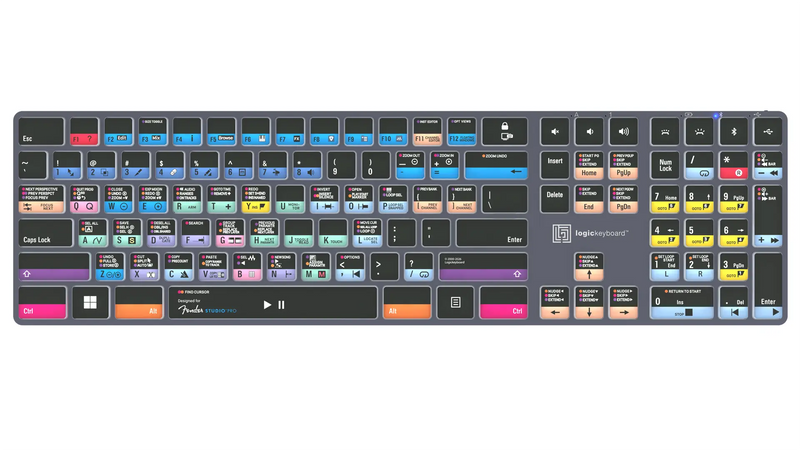 Logickeyboard TITAN Fender Studio Pro Wireless Backlit Keyboard for Windows | Bluetooth 5.1 & USB-C | LKB-PSO4-TPC-US
