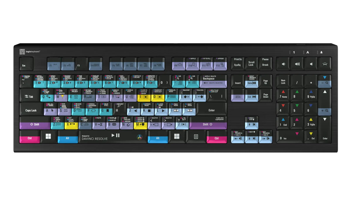 LogicKeyboard DaVinci Resolve 18 Keyboard for PC — ASTRA 2 Backlit Shortcut Keys