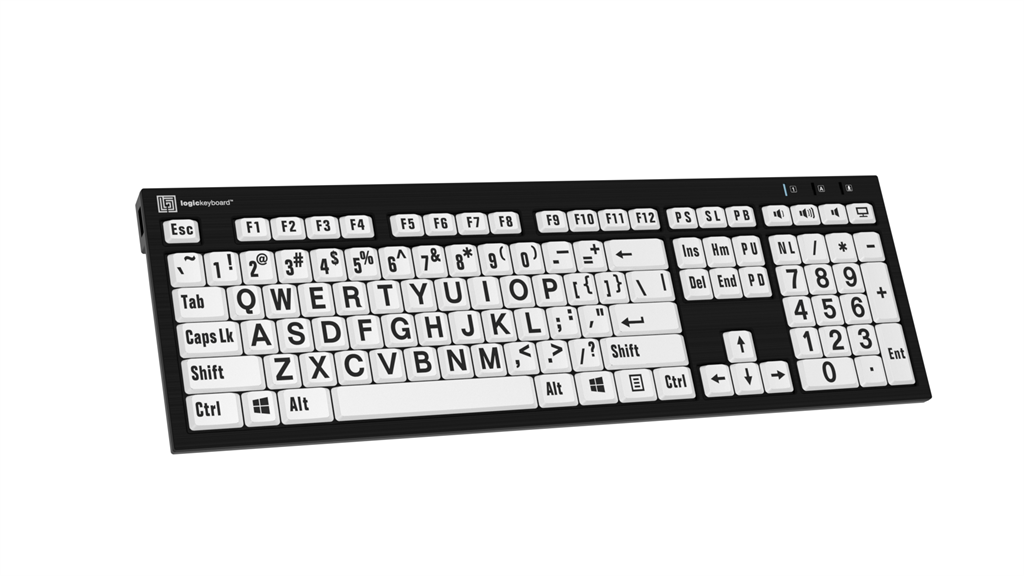 LogicKeyboard LargePrint Black on White Keyboard — High Contrast for Low Vision | PC Wired USB