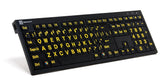 Large Print Keyboard Yellow on Black - High Contrast for Low Vision
