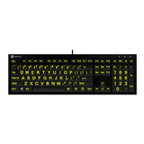 Large Print Keyboard Yellow on Black - High Contrast for Low Vision