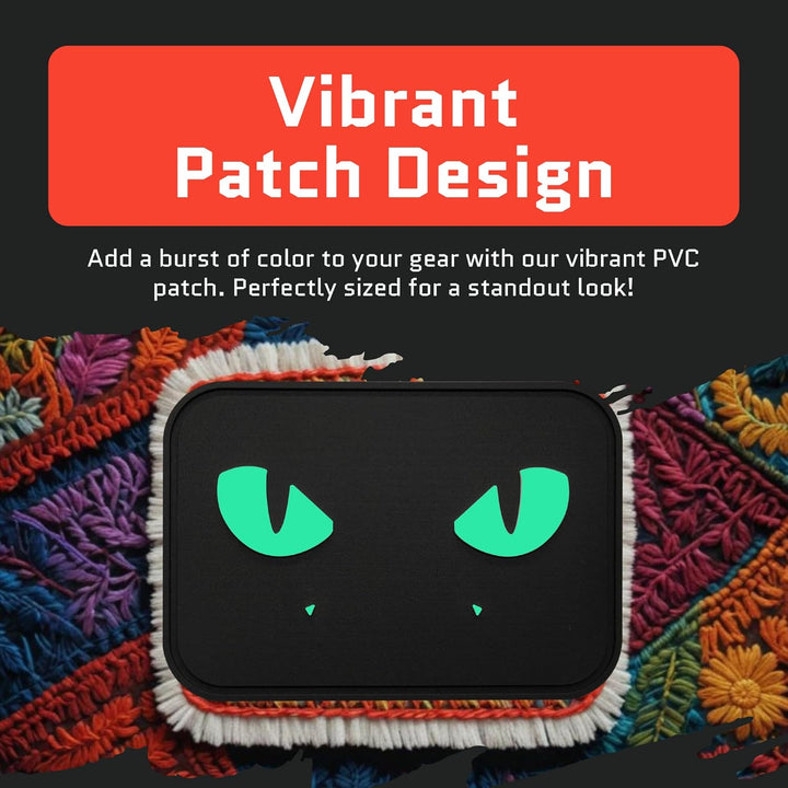 Jestik Cat Eyes Black PVC Patch, Glow in The Dark Funny Patches - GID Cat Eyes