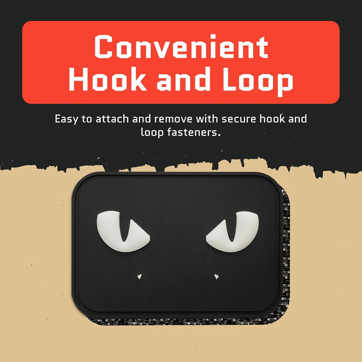 Jestik Cat Eyes Black PVC Patch, Glow in The Dark Funny Patches - GID Cat Eyes