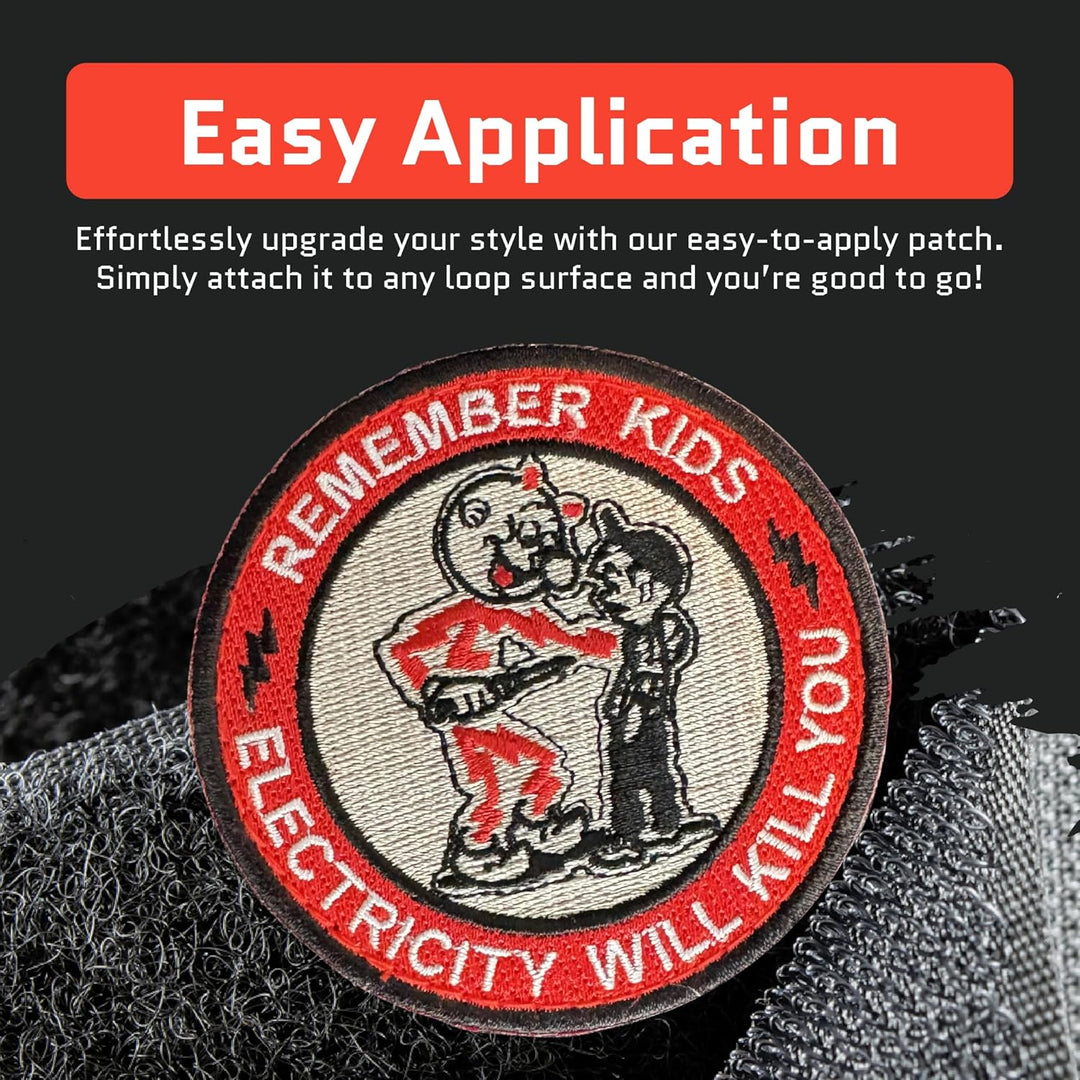 Jestik Remember Kids Electricity Will Kill You Embroidered Patch - EMB Electricity Kills