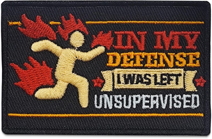 Jestik In My Defense I was Left Unsupervised Embroidery Patch - EMB Unsupervised