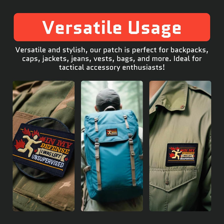 Jestik In My Defense I was Left Unsupervised Embroidery Patch - EMB Unsupervised