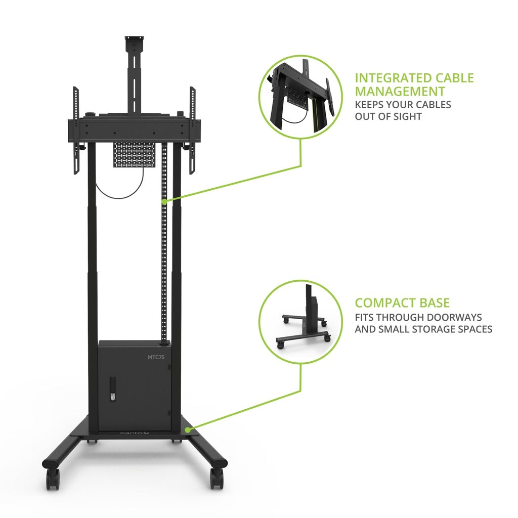 Kanto Motorized Height Adjustable Rolling TV Stand for 37-inch to 75-inch TVs - MTC75