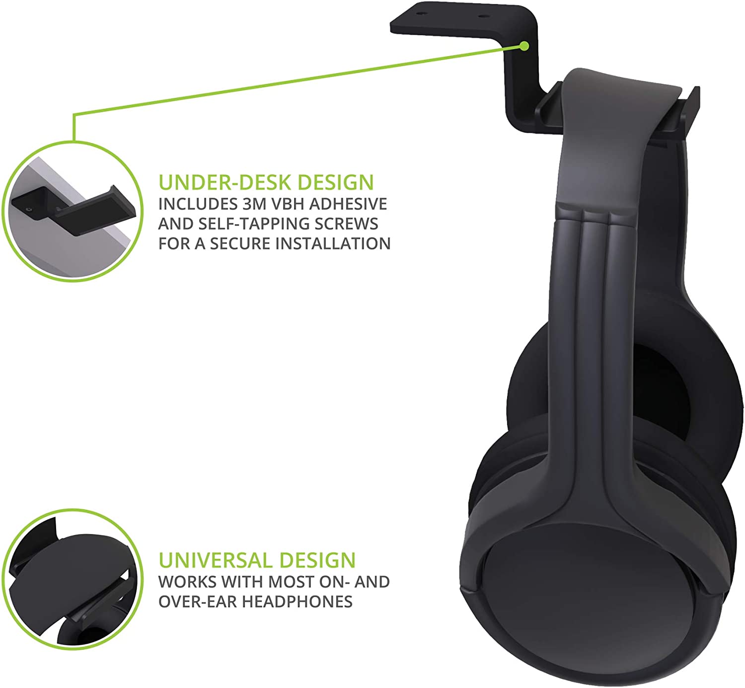 Kanto Universal Under Desk Headphone Hook