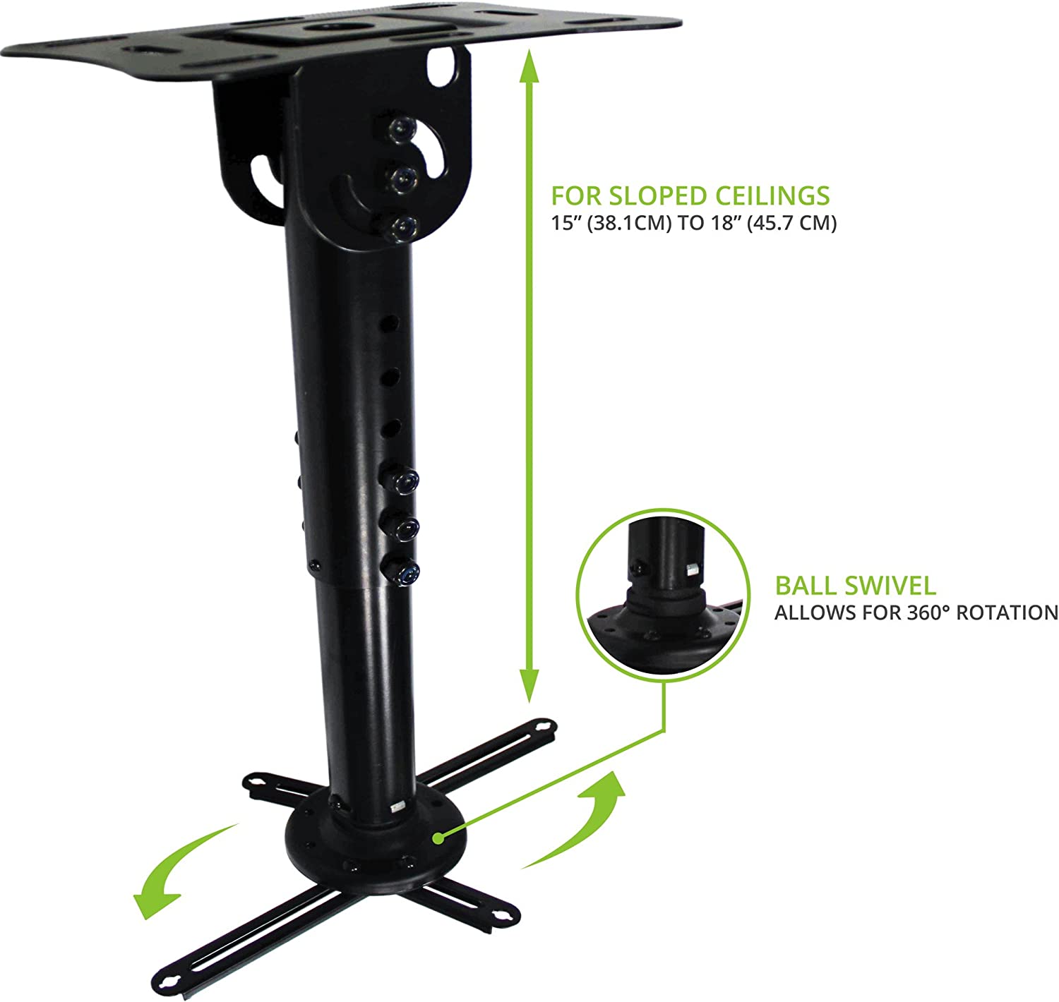 Kanto Universal Projector Mount for sloped ceilings (15-inch to 18-inch extension) - P301