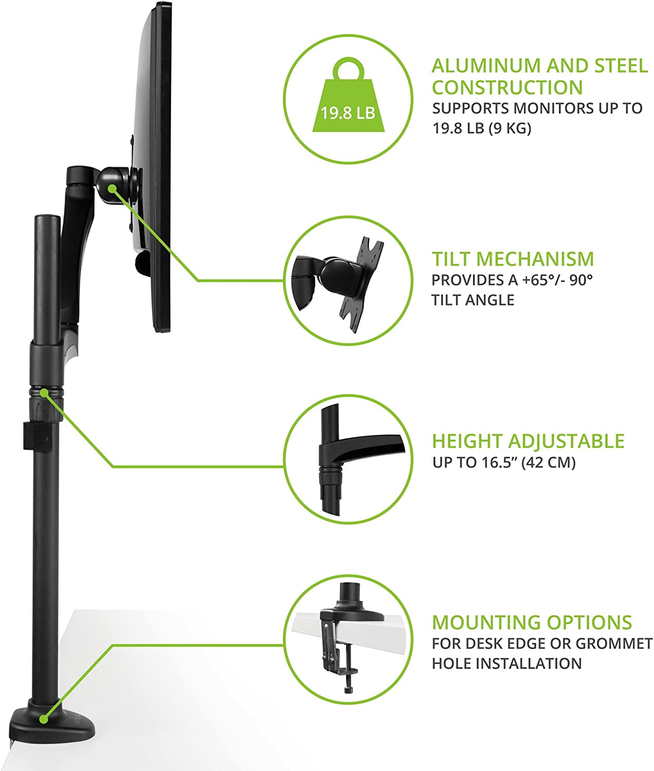 Kanto Desktop Mount for 13-inch to 27-inch Displays - DM1000