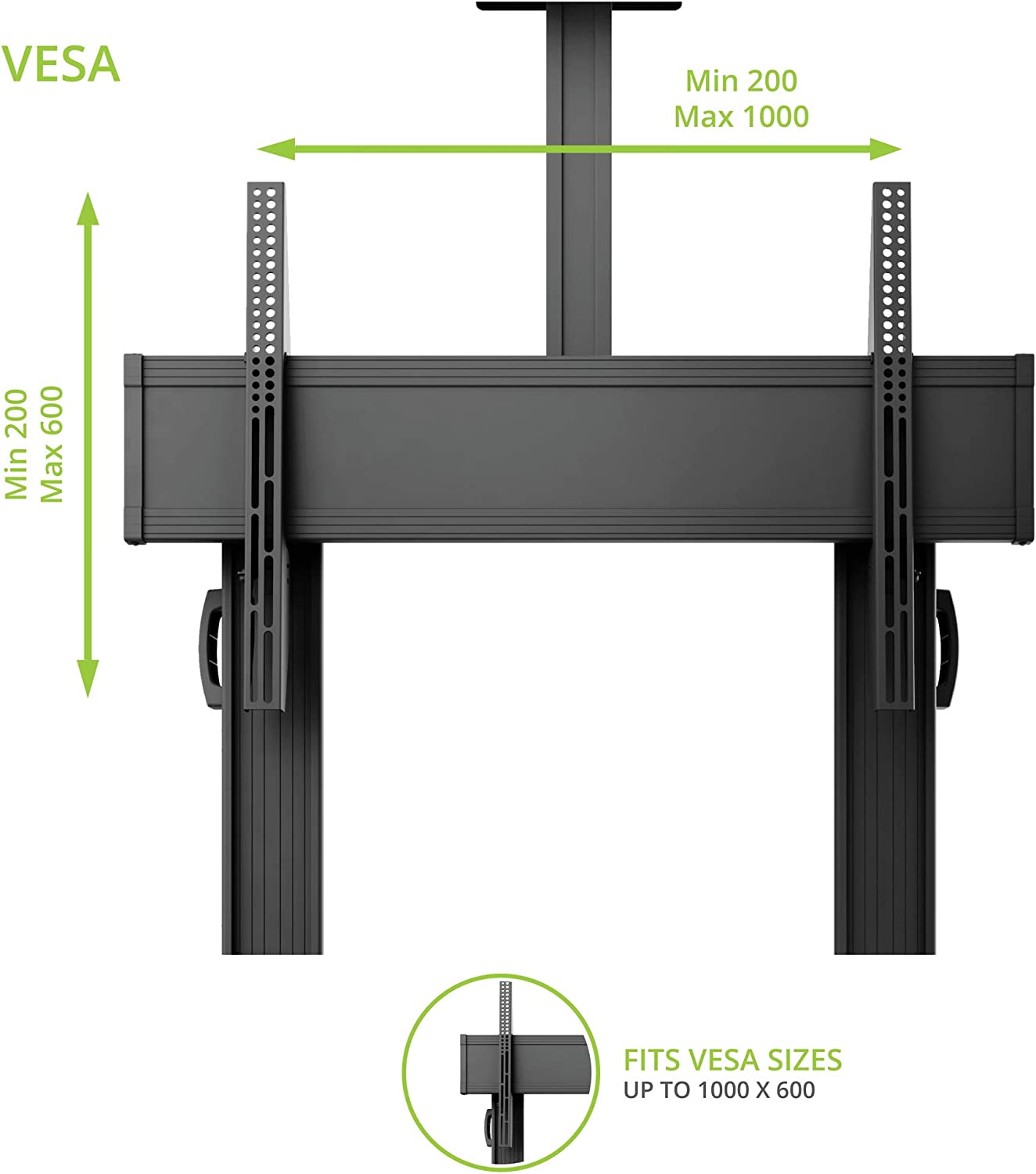 Kanto Mobile TV Mount with Adjustable Shelf for 60-inch to 100-inch TVs - MTMA100PL