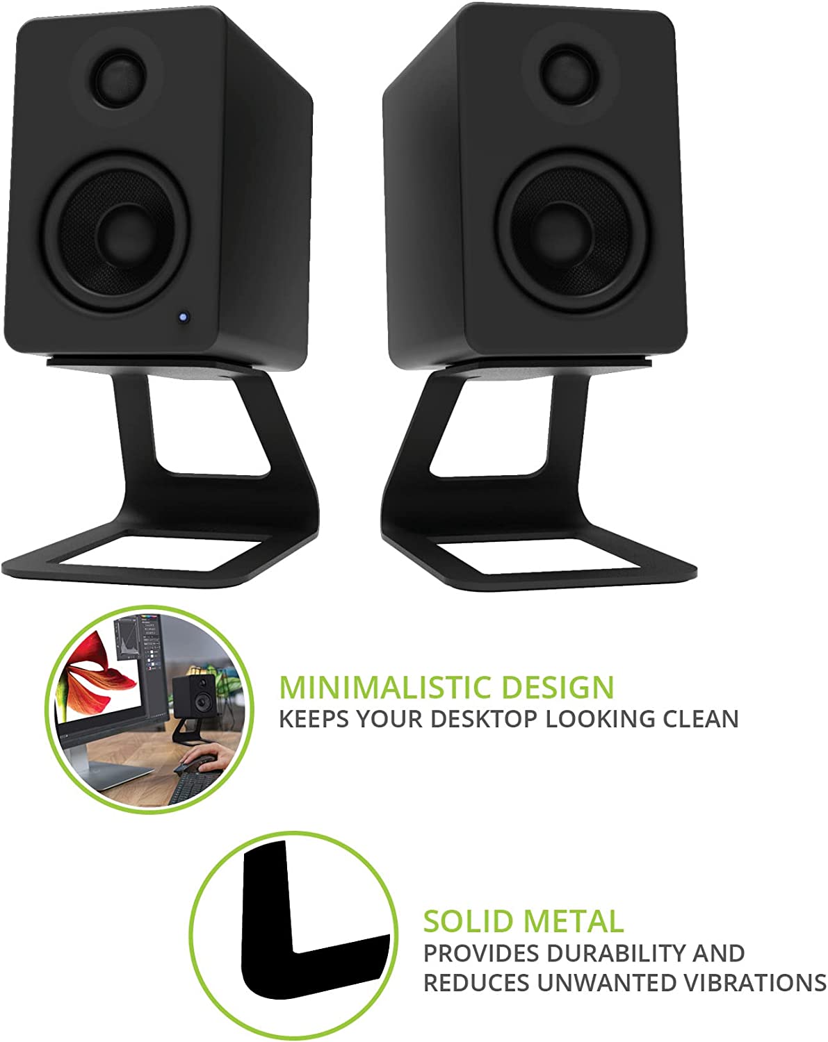 Kanto Elevated Desktop Speaker Stands for Small Speakers