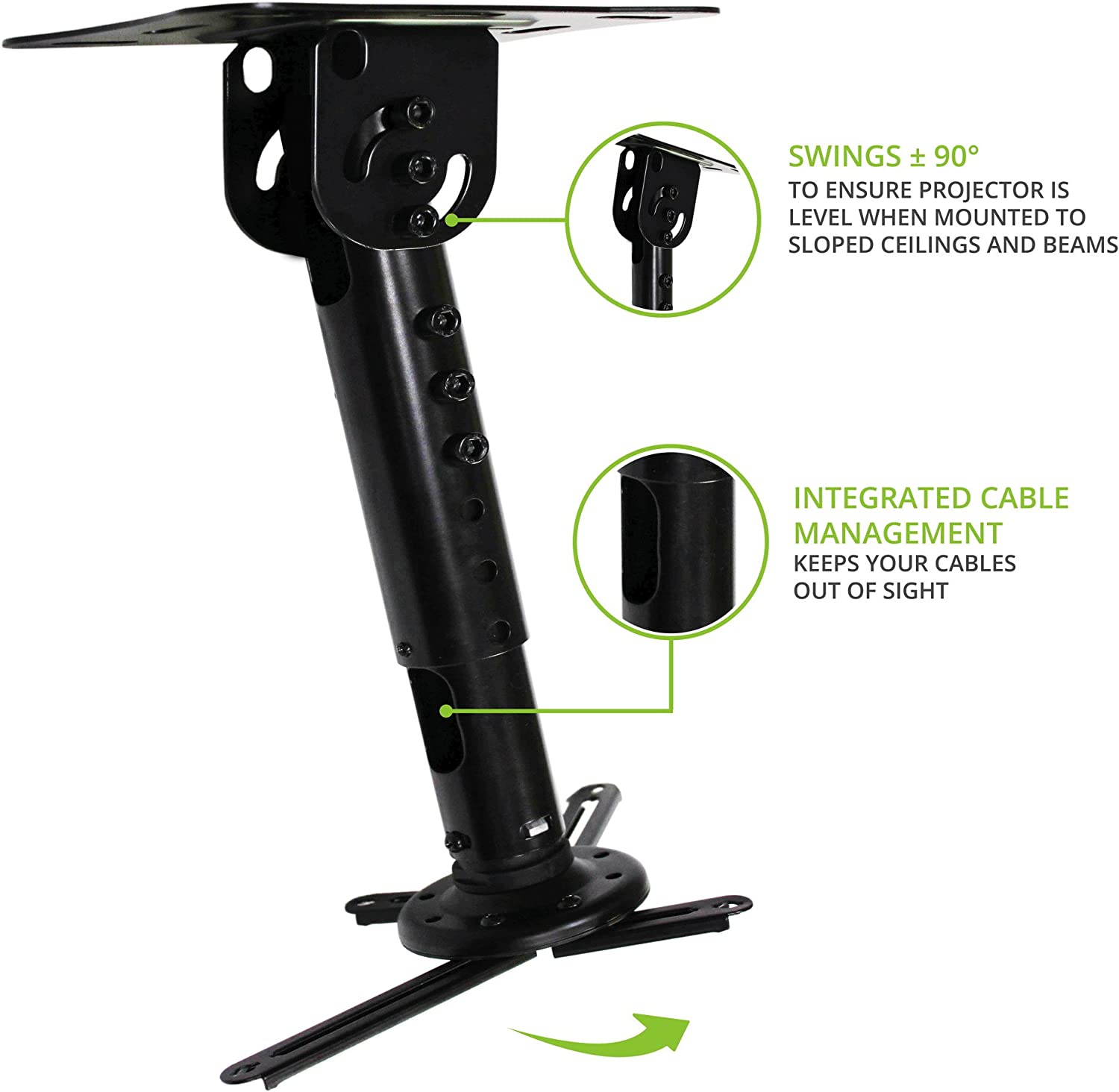 Kanto Universal Projector Mount for sloped ceilings (15-inch to 18-inch extension) - P301