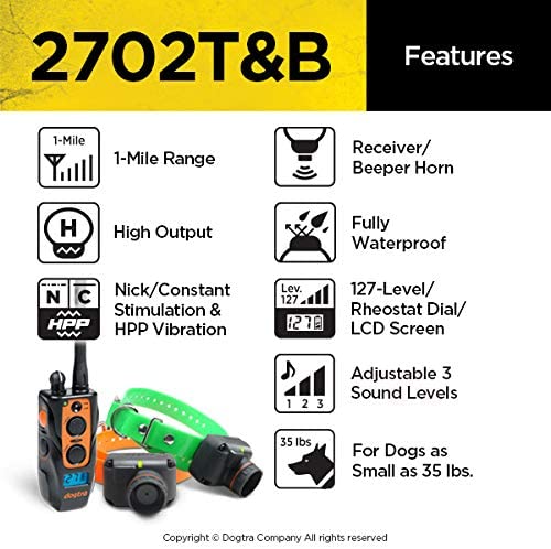 Dogtra 2702T&B Two Dogs Remote Training and Beeper Collar - 1 Mile Range, Rechargeable, Waterproof - Plus 1 iClick Training Card, Jestik Click Trainer - Value Bundle