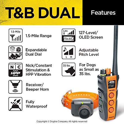 Dogtra T&B Dual Dial 1-Dog Training & Beeper Remote Training E-Collar for Upland Hunters - 1.5-Mile Range, Rechargeable, Waterproof - Plus 1 iClick Training Card, Jestik Click Trainer - Value Bundle