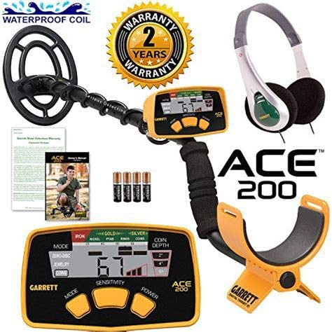 Garrett ACE 200 Metal Detector with Waterproof Search Coil and Treasure Sound Headphone