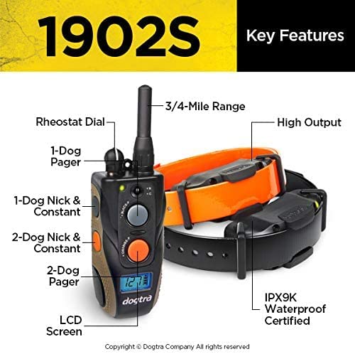 Dogtra 1902S Two Dog Remote Training Collar - 3/4 Mile Range, Rechargeable, Waterproof - Plus 1 iClick Training Card, Jestik Click Trainer - Value Bundle