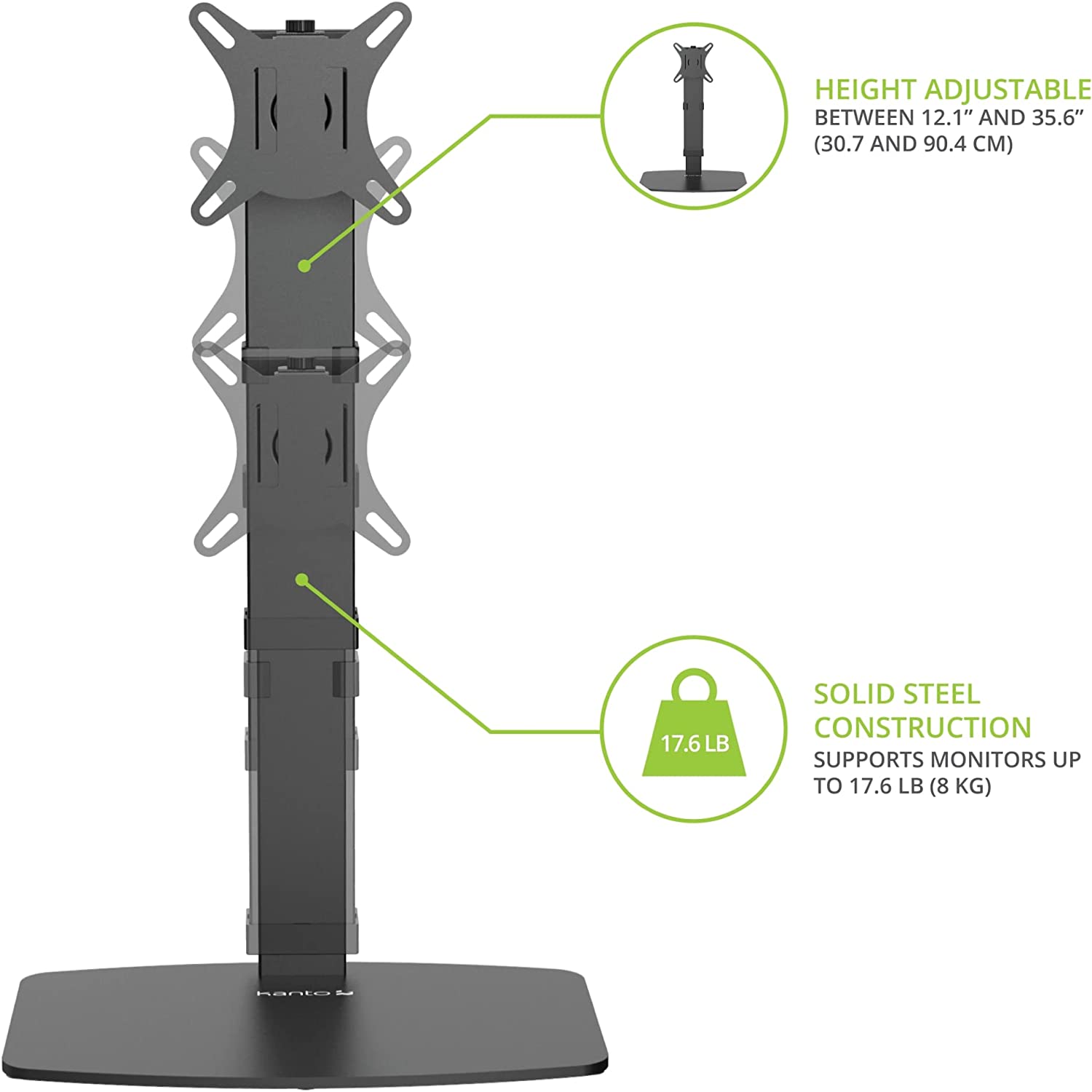Kanto Universal Height Adjustable Desktop Monitor Stand for 17-inch to 32-inch Monitors - DTS1000