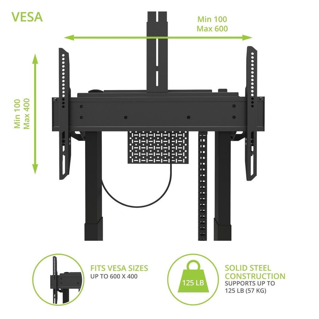 Kanto Motorized Height Adjustable Rolling TV Stand for 37-inch to 75-inch TVs - MTC75