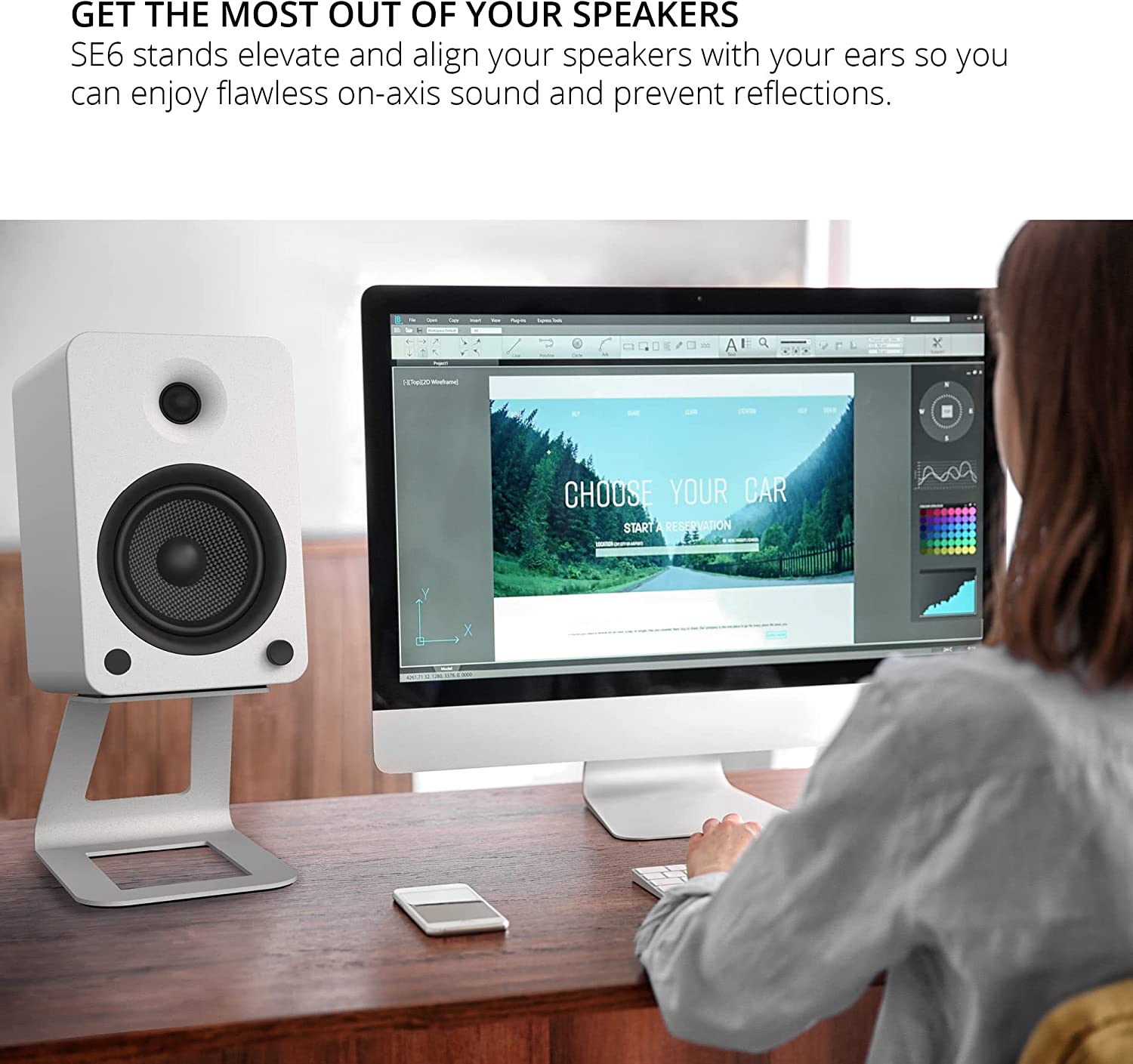 Kanto Elevated Desktop Speaker Stands for Large Speakers