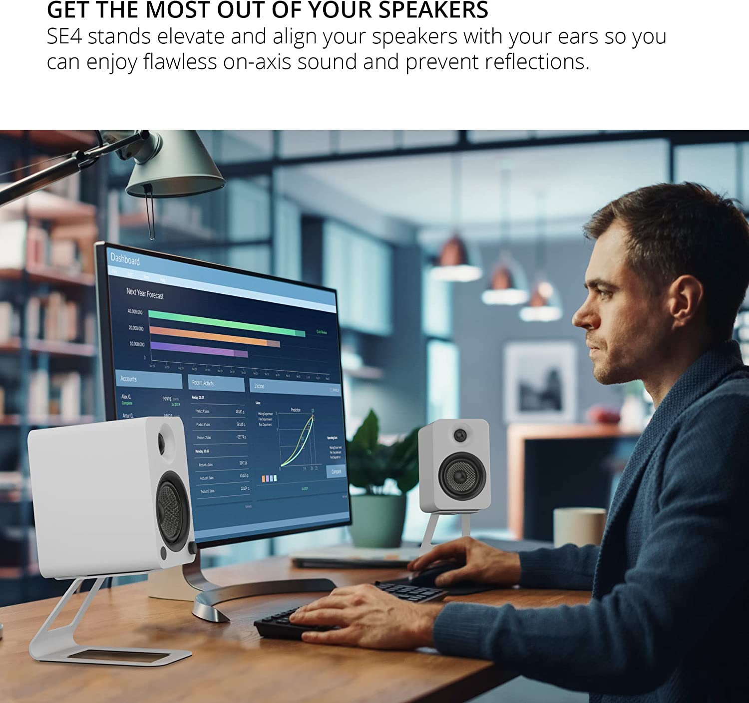 Kanto Elevated Desktop Speaker Stands for Midsize Speakers