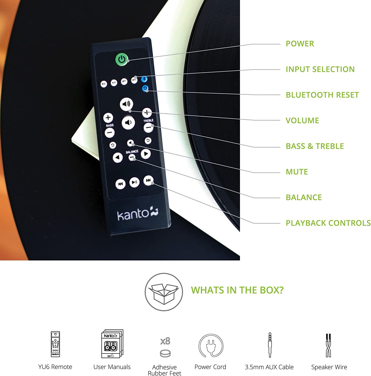 Kanto Powered Speakers with Bluetooth® and Phono Preamp